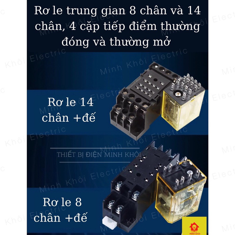 Rơ Le Trung Gian IDEC 220V, 24VDC,12VDC kèm đế