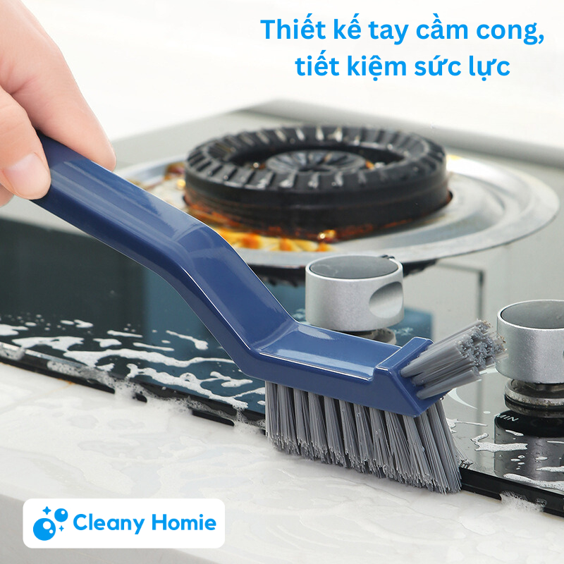 Bàn chải khe hở góc chết cán dài, chà góc tường nhà tắm, rãnh cửa sổ, kèm gắp tóc