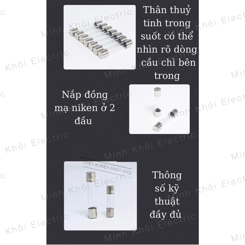 Bộ 10 Cầu Chì Ống Thủy tinh 250v 5x20mm và 6x30mm các loại
