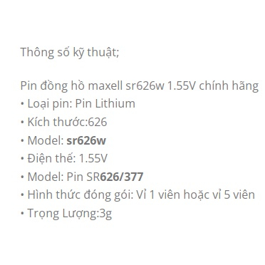 Pin đồng hồ Maxell PRO SR626SW SR626 / 626 / 377 Hàng chính hãng Made in Japan