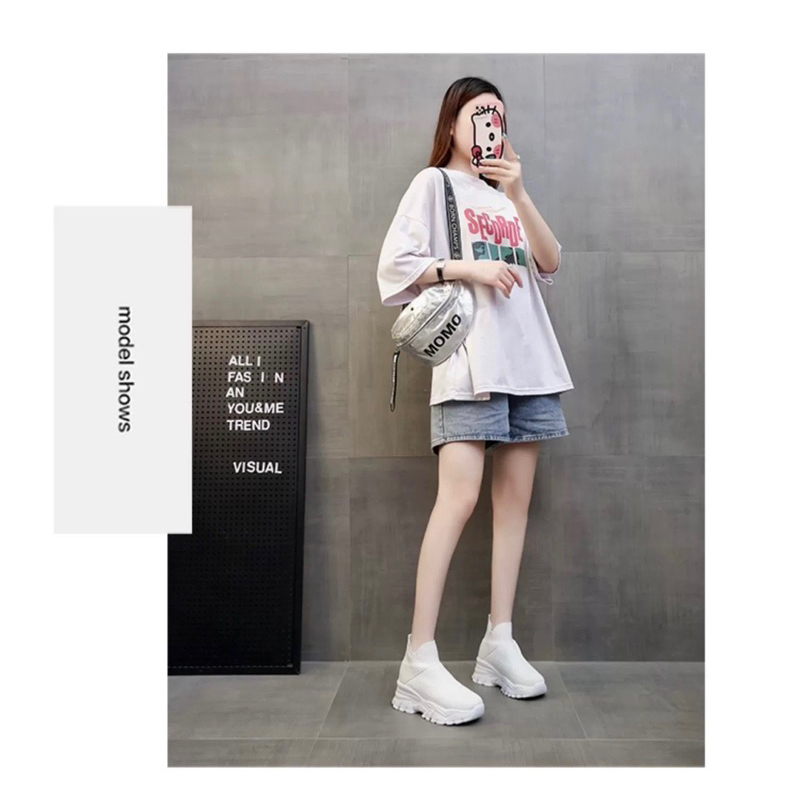 Giày thể thao thời trang đế 8cm dáng lười đẹp