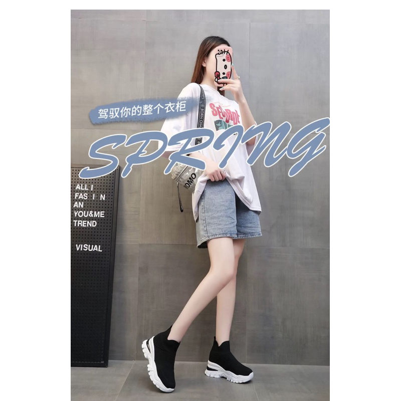 Giày thể thao thời trang đế 8cm dáng lười đẹp