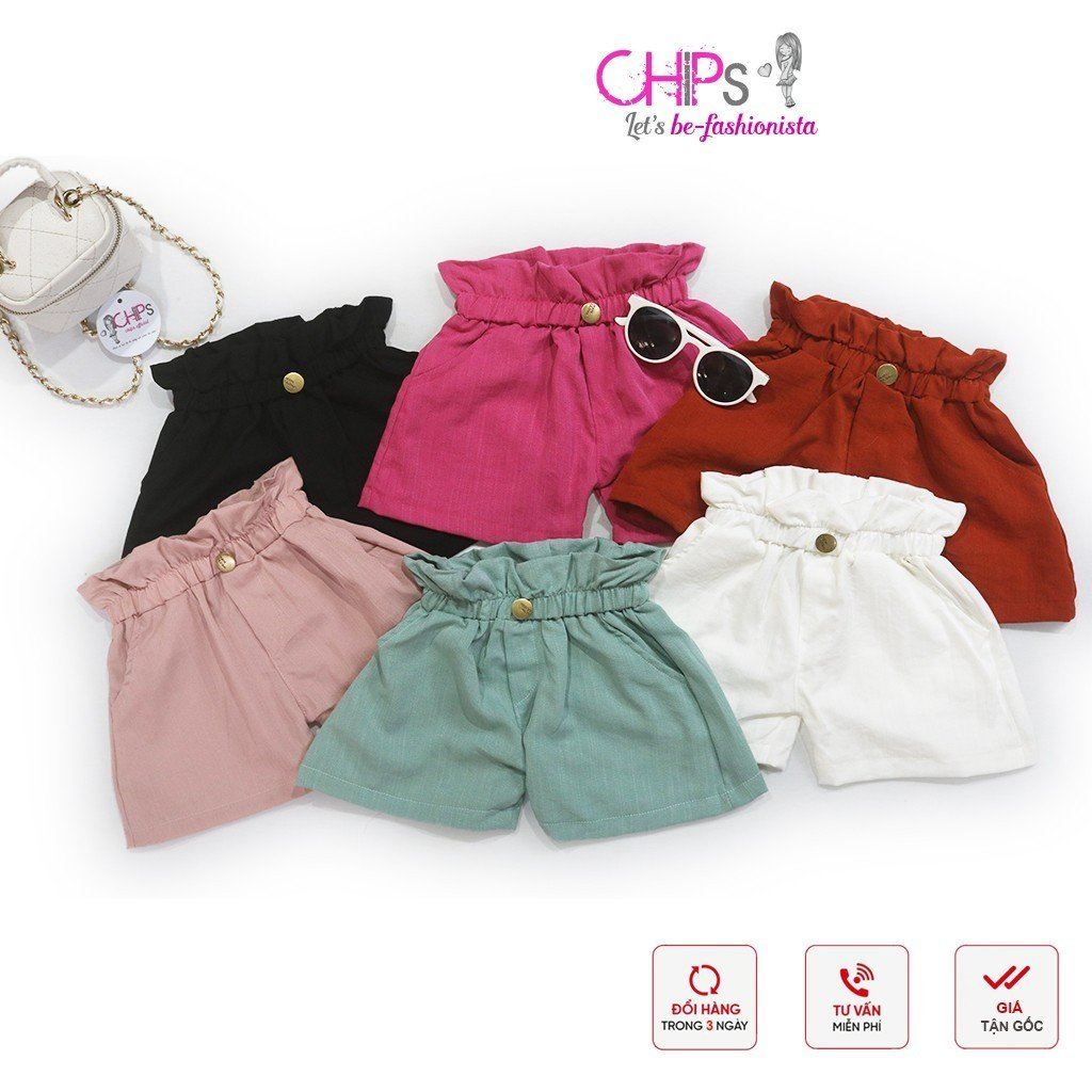 Quần Soóc Đũi Xước Cạp Cao Chun Bèo Nhiều Màu Cho Bé