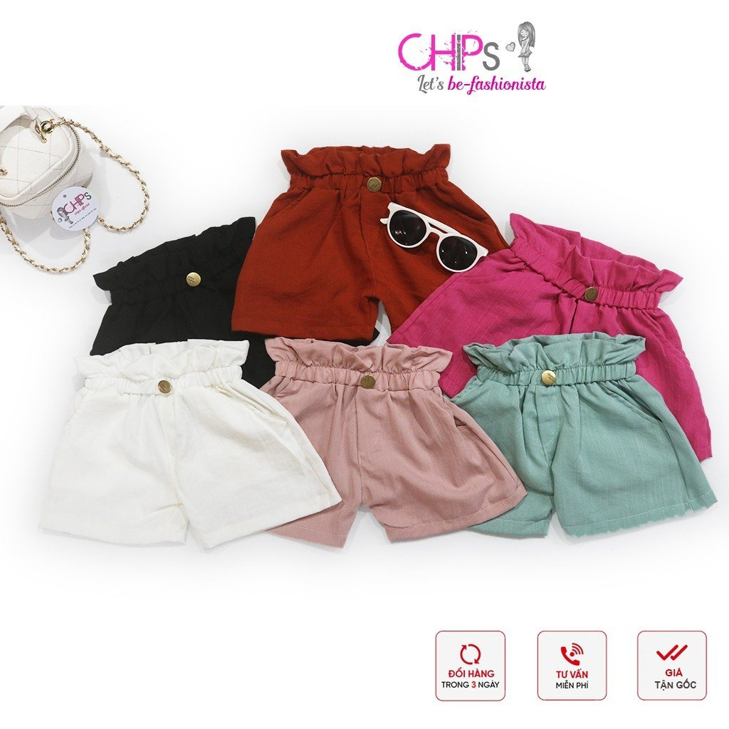 Quần Soóc Đũi Xước Cạp Cao Chun Bèo Nhiều Màu Cho Bé