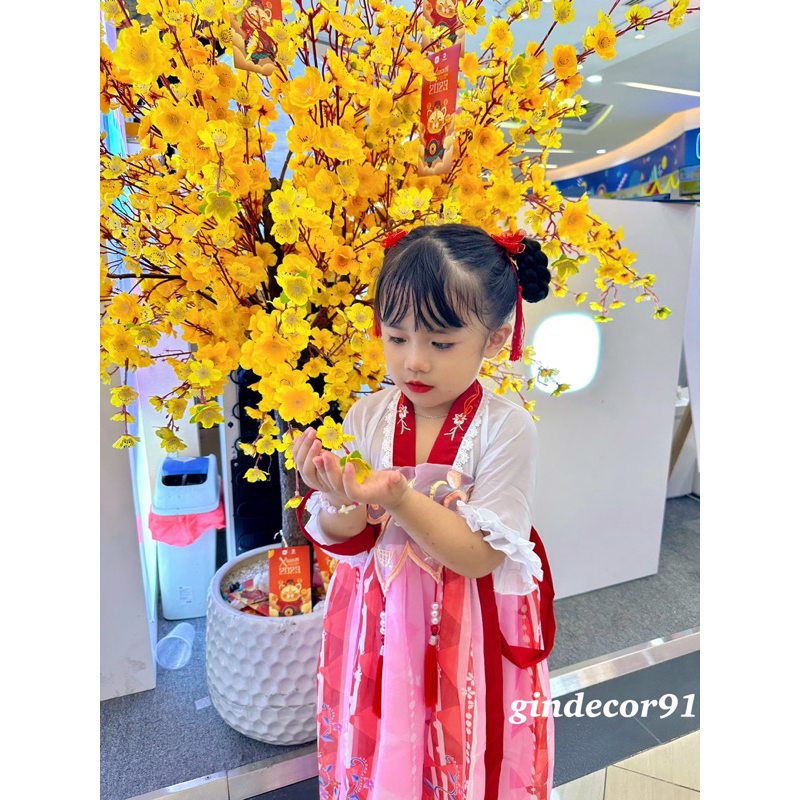 Đầm Hán Phục Thêu Họa Tiết Mèo Phong Cách Mới Cho Bé Gái