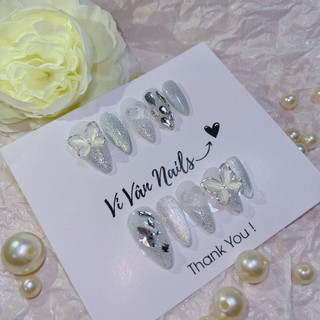 Nail box đính đá phối mắt mèo