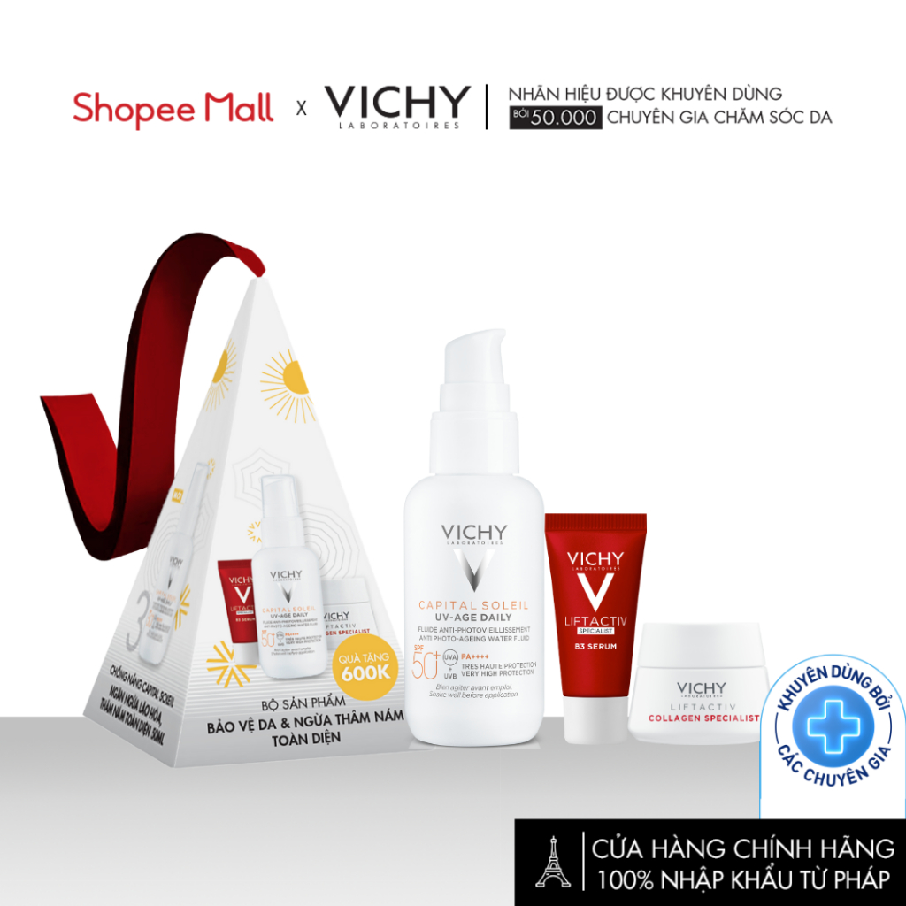 [PHIÊN BẢN ĐẶC BIỆT] Bộ sản phẩm bảo vệ da và ngừa thâm nám toàn diện Vichy Capital Soleil UV Age daily