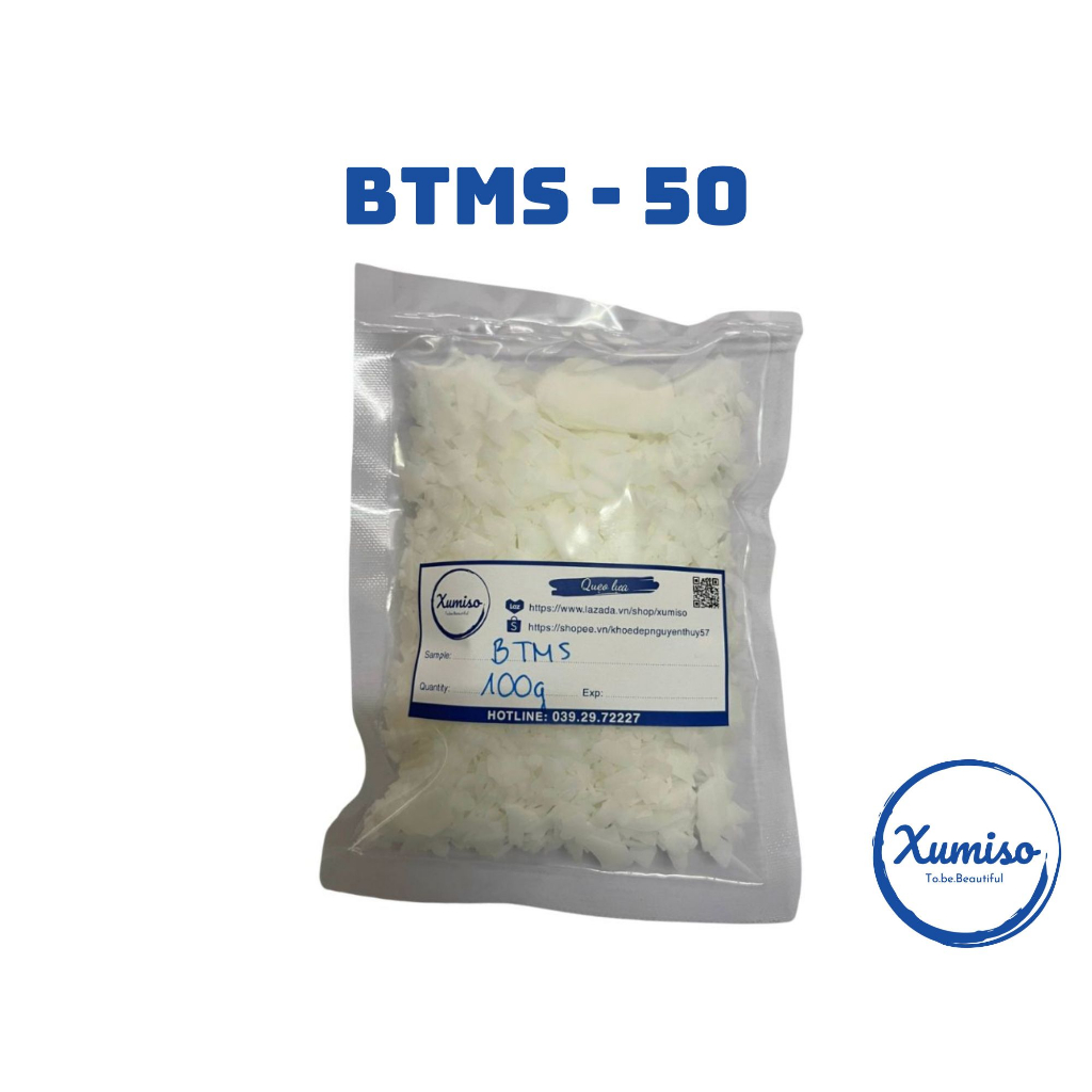 BTMS 50 - sáp nhũ hóa dầu xả - nguyên liệu mỹ phẩm 100G