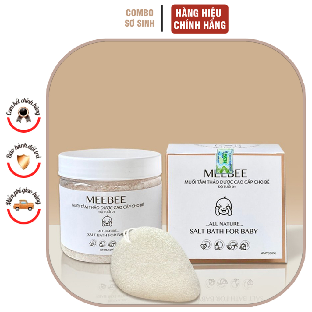 Muối tắm hữu cơ Meebee cho bé Tặng kèm bông tắm siêu tiện lợi dùng cho bé từ sơ sinh