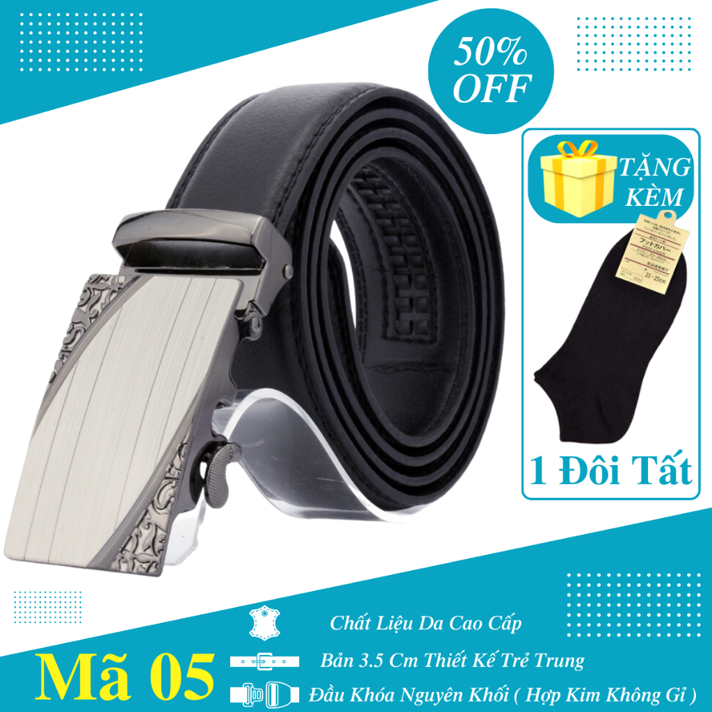 Thắt lưng nam da chống nước,dây nịt nam khóa tự động chống gỉ độ bền cao bản rộng 3.5cm thời trang PUGI - M5