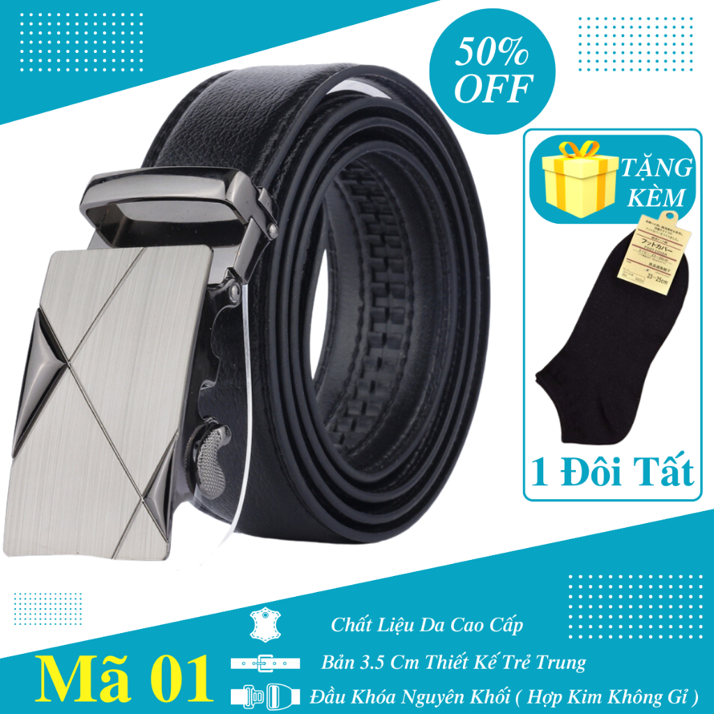 Thắt lưng nam da chống nước,dây nịt nam khóa tự động chống gỉ độ bền cao bản rộng 3.5cm thời trang PUGI - M5