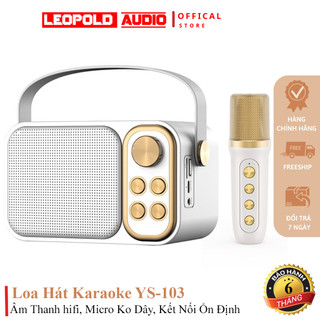 Loa karaoke bluetooth Leopold YS-103 kiểu dáng nhỏ gọn, Loa không dây kèm mic hát âm thanh chất lượng cao công suất lớn