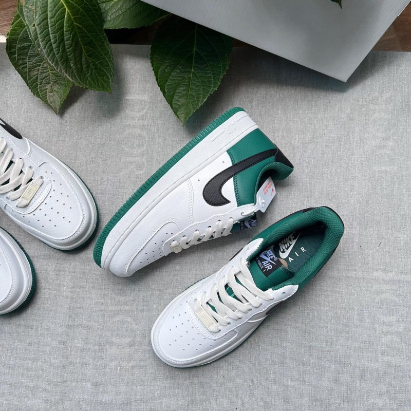 Giày AF1 trắng gót xanh lá vệt đen, giày af1 green x black nam nữ