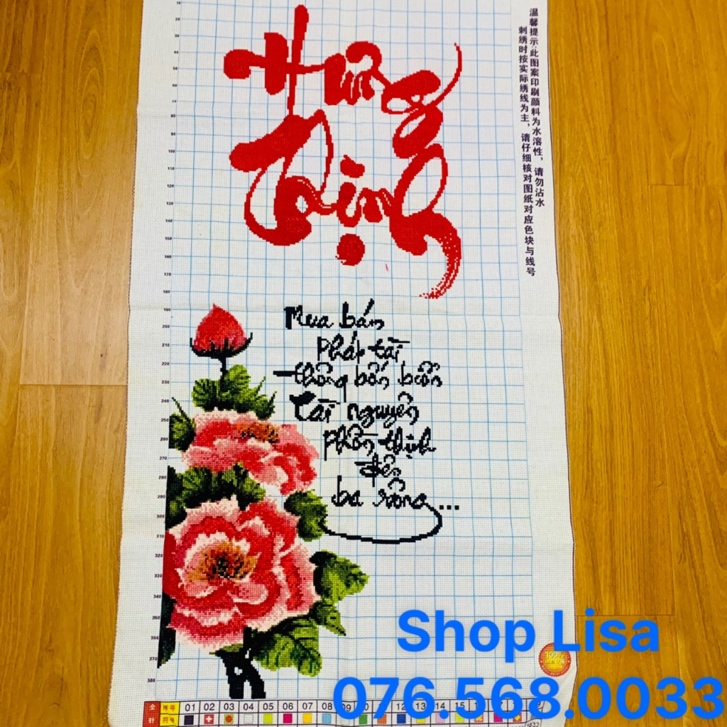 Tranh thêu chữ thập HƯNG THỊNH đã thêu 100x52cm thành phẩm