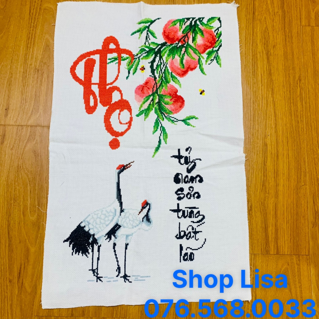 Tranh thêu chữ thập THỌ đã thêu 67x43cm thành phẩm