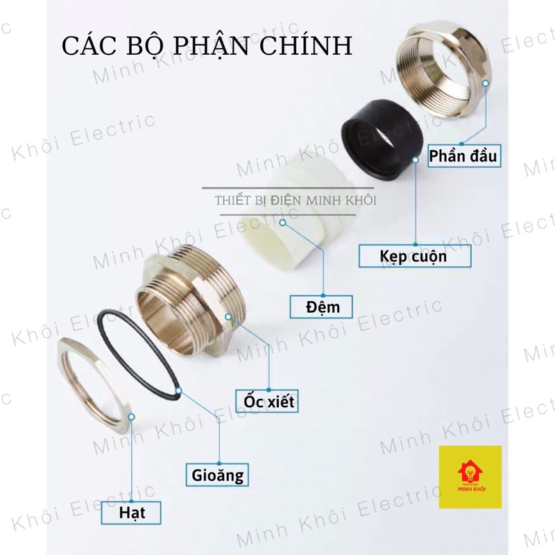 Ốc Siết Cáp Kim Loại PG, cút siết cáp kim loại, ốc xiết inox,cút xiết pg