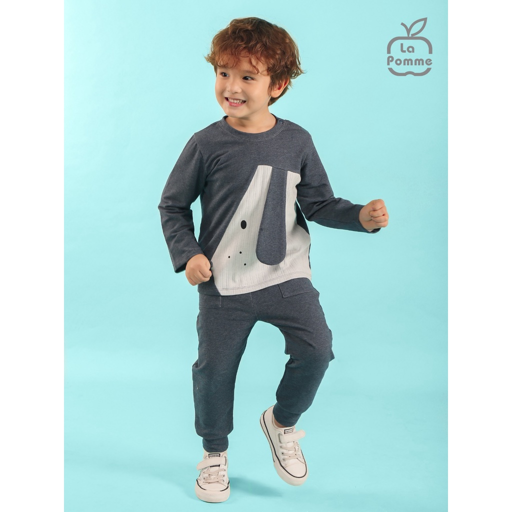 9-12M Bộ quần áo dài tay cho bé trai, bé gái LA POMME Chú chó tai dài SL194
