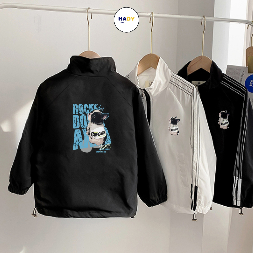 Áo khoác cho bé trai phối sọc 0389 dù 2 lớp năng động cho bé