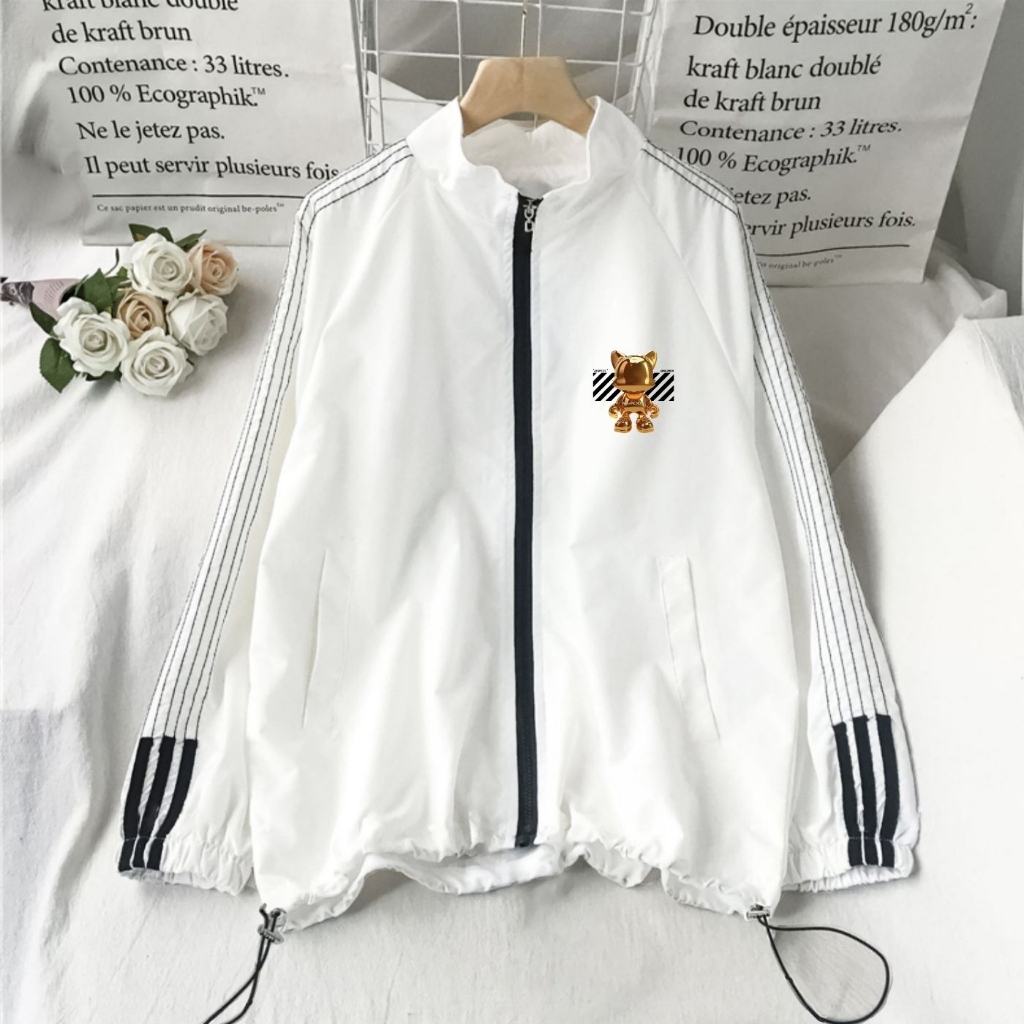 Áo khoác trẻ em dù 2 lớp bé trai phối sọc 0390 in hình cá tính