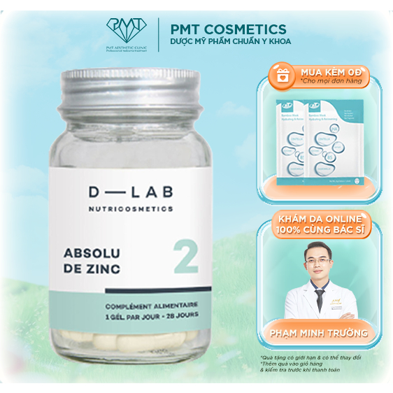 Viên uống tái tạo và kiềm dầu hiệu quả cho da D-LAB Absolu De Zinc 28 viên