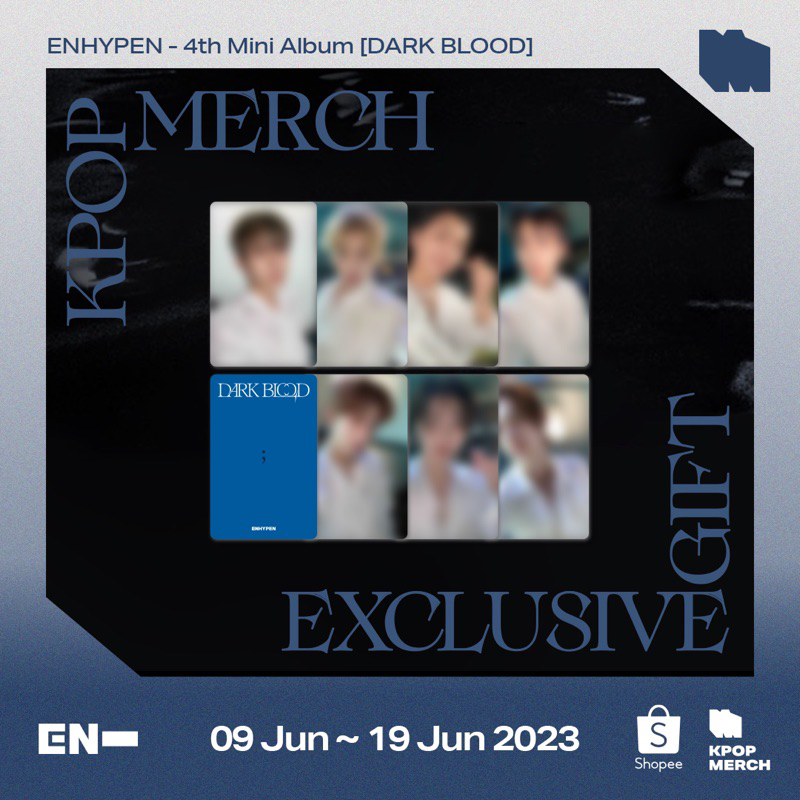 Card ảnh ENHYPEN Dark Blood Kpop Merch round 2 chính hãng