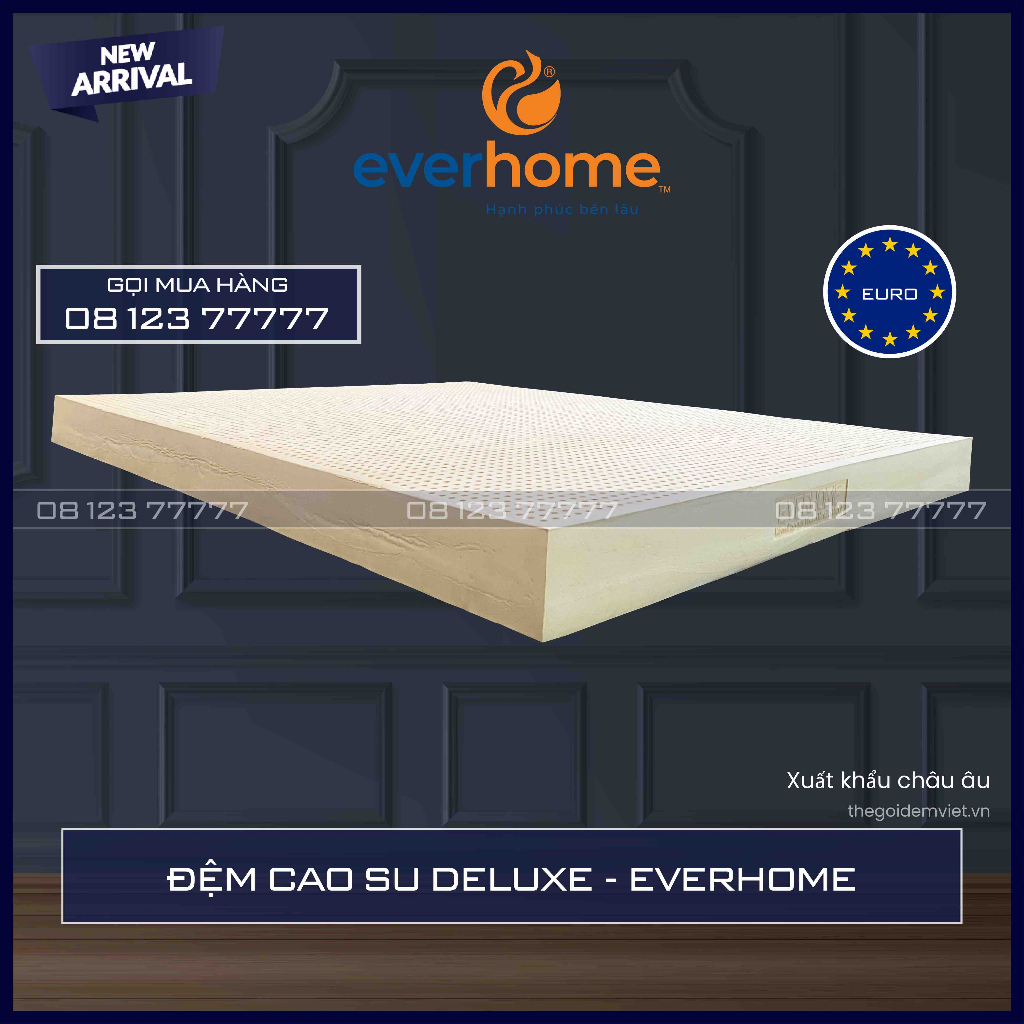 [FREE SHIP] ĐỆM CAO SU DELUXE -  EVERHOME - 100% CAO SU THIÊN NHIÊN - HÀNG CHÍNH HÃNG