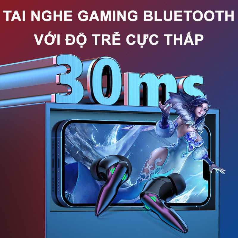 Tai Nghe Chơi Game HOLOCOM K86 Pro Bluetooth 5.2 Không Dây Có Mic Đàm Thoại Pin Khủng Âm Bass Mạnh Mẽ - Độ Trễ Cực Thấp