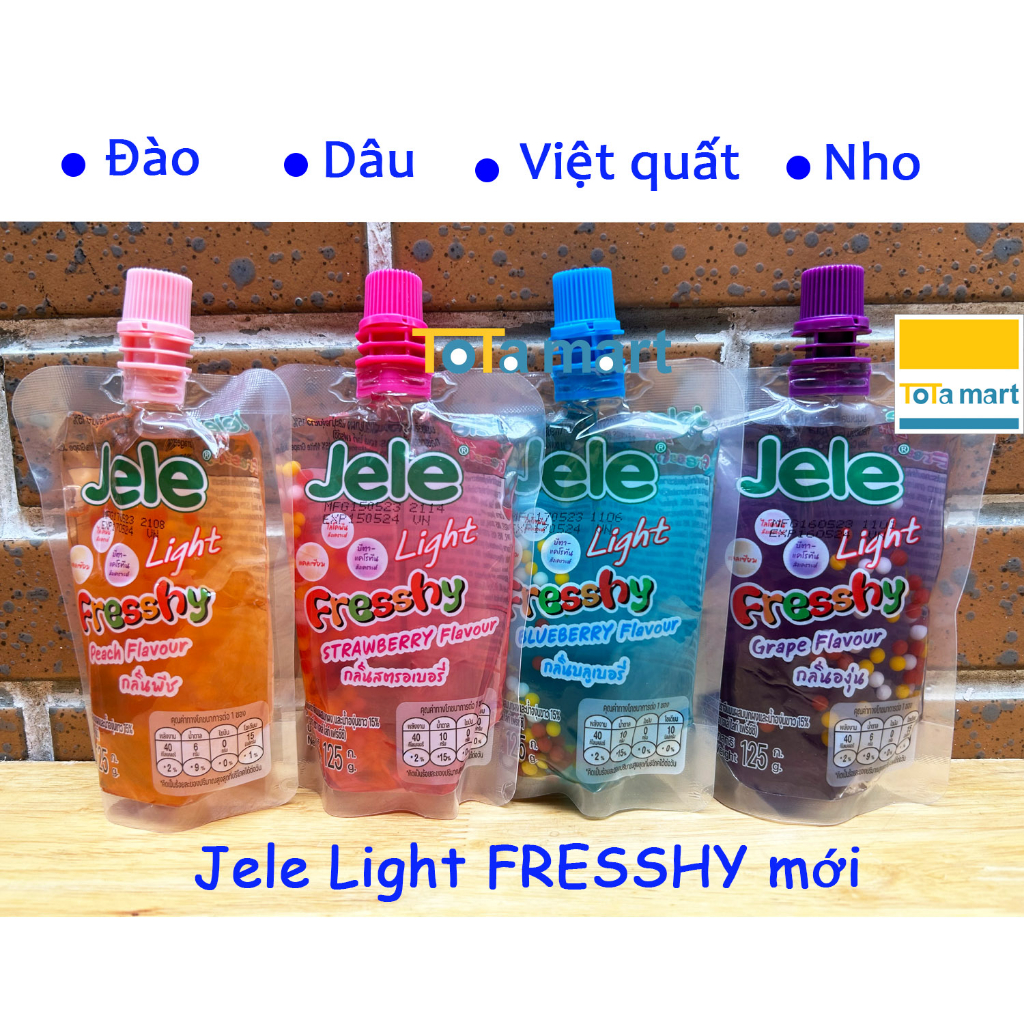 Nước ép trái cây thạch JELE Thái Lan đủ vị.