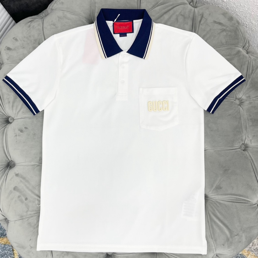 Áo polo GC nam nữ hoạ tiết thêu logo chữ Gu.cci mix túi phong cách lịch lãm trẻ trung