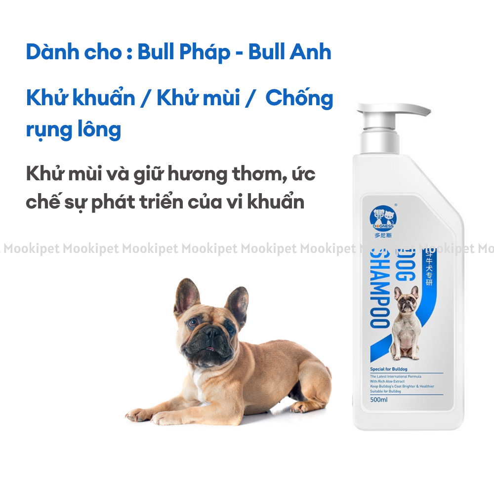 Sữa tắm dành cho chó Bull pháp khử mùi hôi khử khuẩn chai 500ml Mooki Pet