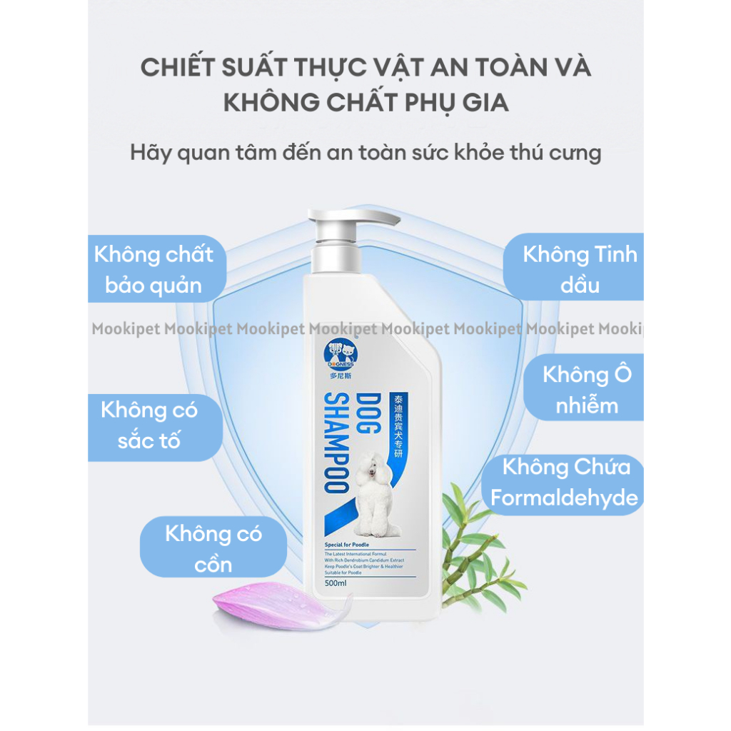 Sữa tắm dành cho chó Bull pháp khử mùi hôi khử khuẩn chai 500ml Mooki Pet