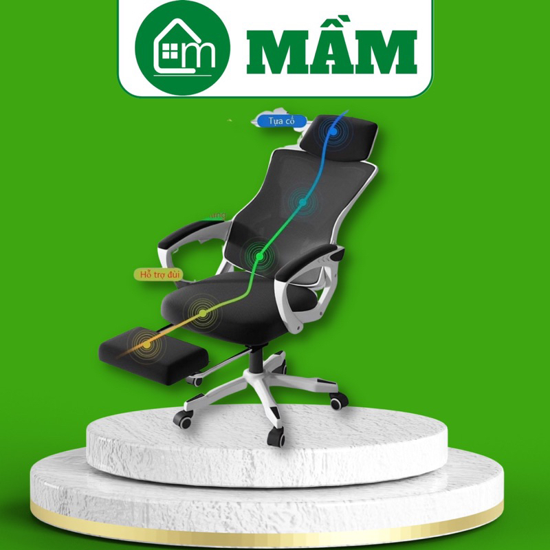 Ghế xoay Công Thái Hộc TMS09 cao cấp Nội Thất Mầm đa chức năng xoay 360 độ ngả mình sâu thư giãn thoải mái