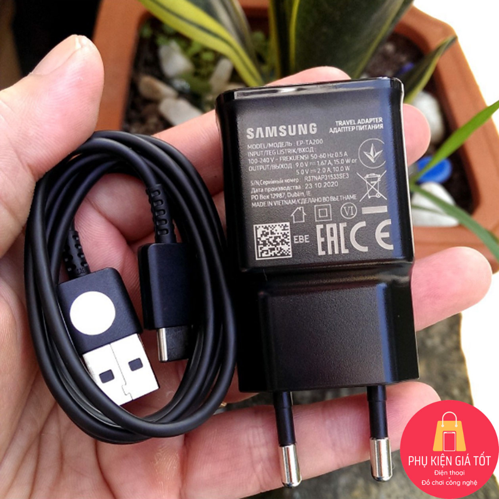 Bộ sạc siêu nhanh SAMSUNG S10 chính hãng, công suất 15W, chân USB to Type C - Phukiengiatot