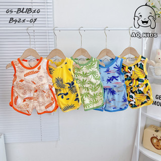 Bộ ba lỗ thun lạnh họa tiết hoa lá cành cho bé 7-17kg
