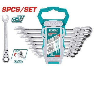 Bộ cờ lê vòng miệng lắc léo tự động 2 chiều thép cr-v total tht102rk586