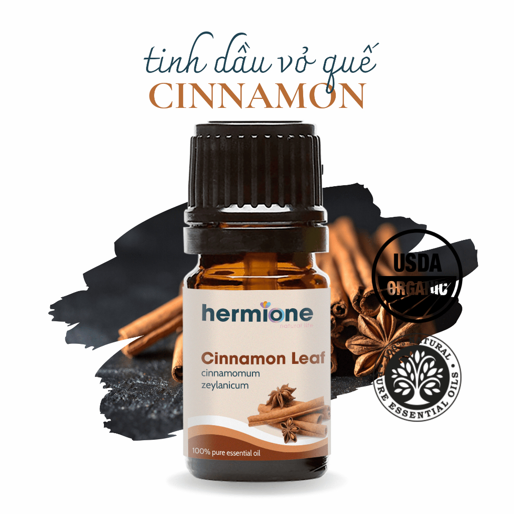 Tinh Dầu Vỏ Quế Cinnamon Hermione Natural Life, Cao Cấp Nhập Khẩu, 100% Thiên Nhiên Nguyên Chất, Xông Thơm Phòng