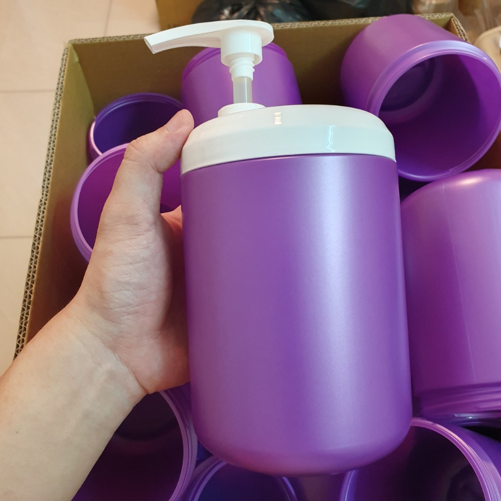 Hủ kem body 1000g màu Tím Huế, đựng kem mẫu mới, hủ có vòi hoặc không vòi