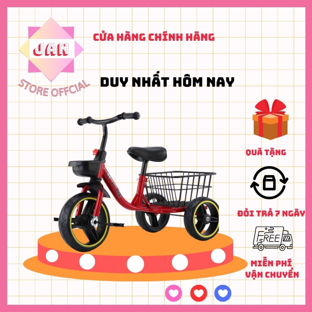 Xe đạp 3 bánh, xe đạp trẻ em có giỏ đựng đồ cao cấp dành cho bé từ 2-6 tuổi