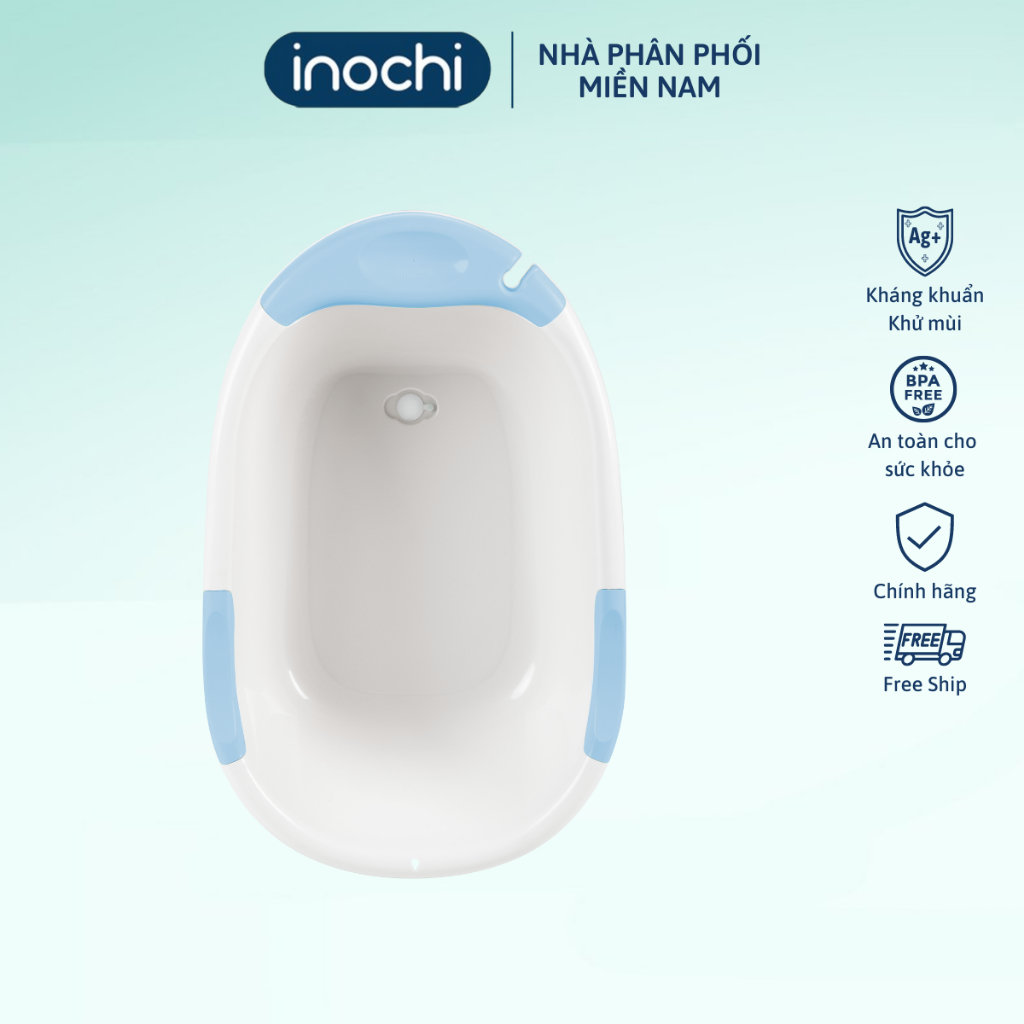 Thau tắm kèm tựa Notoro Plus loại trung Inochi, thiết kế chống trượt an toàn cho bé