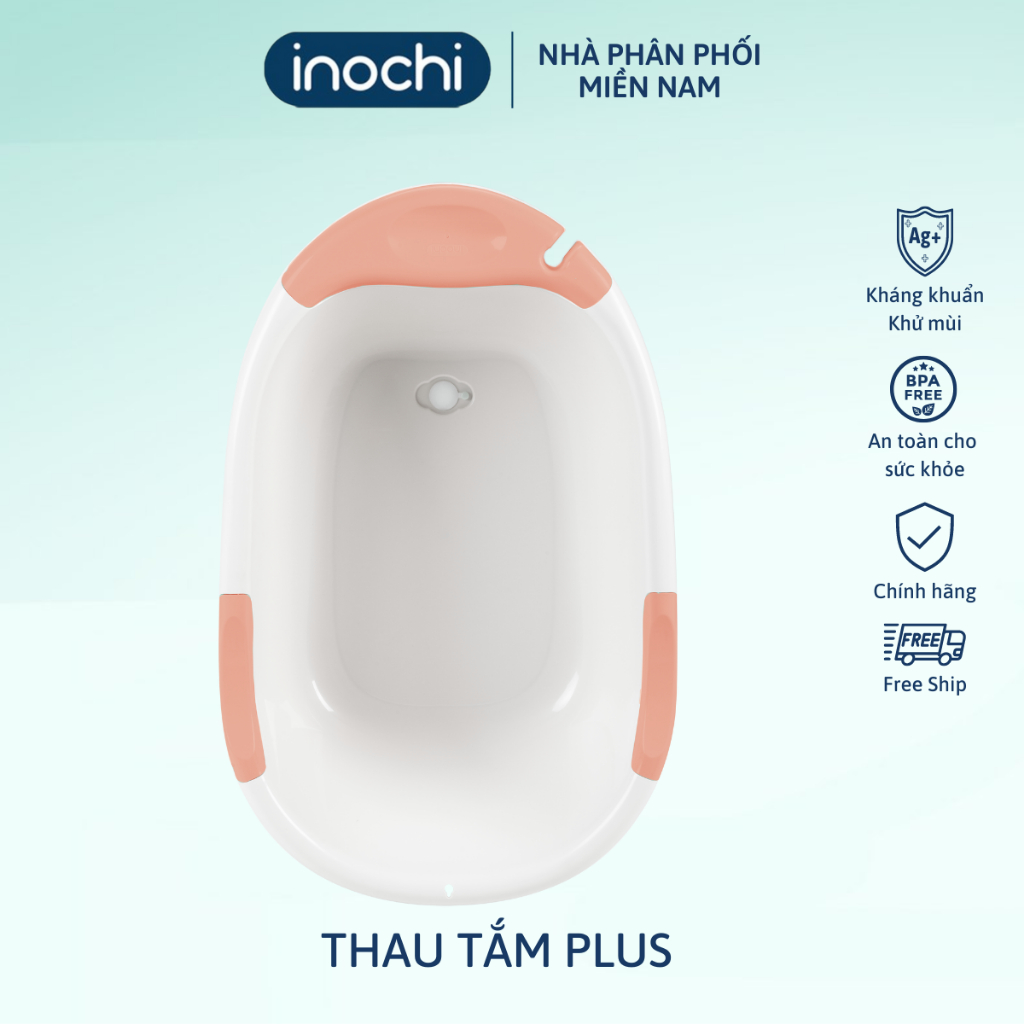 Thau tắm kèm tựa Notoro Plus loại trung Inochi, thiết kế chống trượt an toàn cho bé