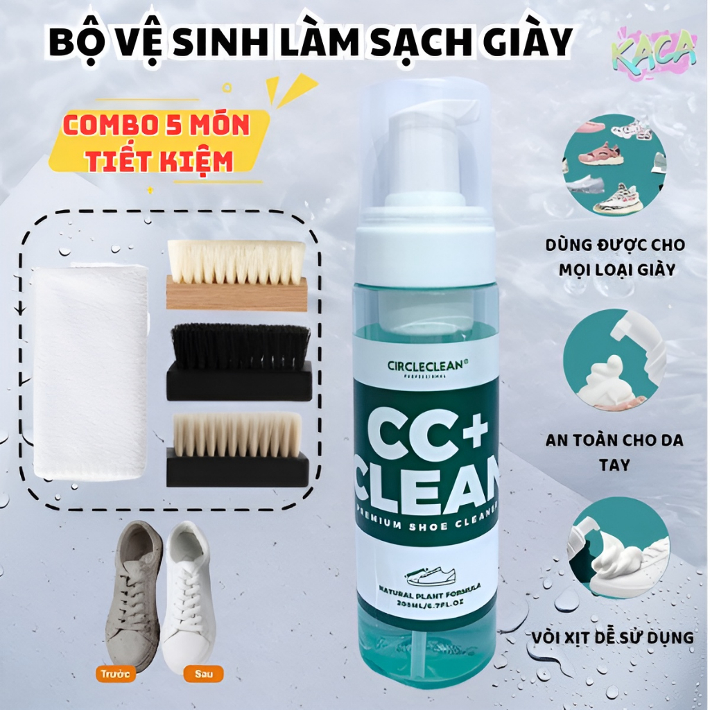 Chai Xịt Tạo Bọt Vệ Sinh Giày Sneaker Cao Cấp, Vệ Sinh Sạch Giày Sneaker Không Cần Giặt, Kèm Bàn Chải Và Khăn Lau