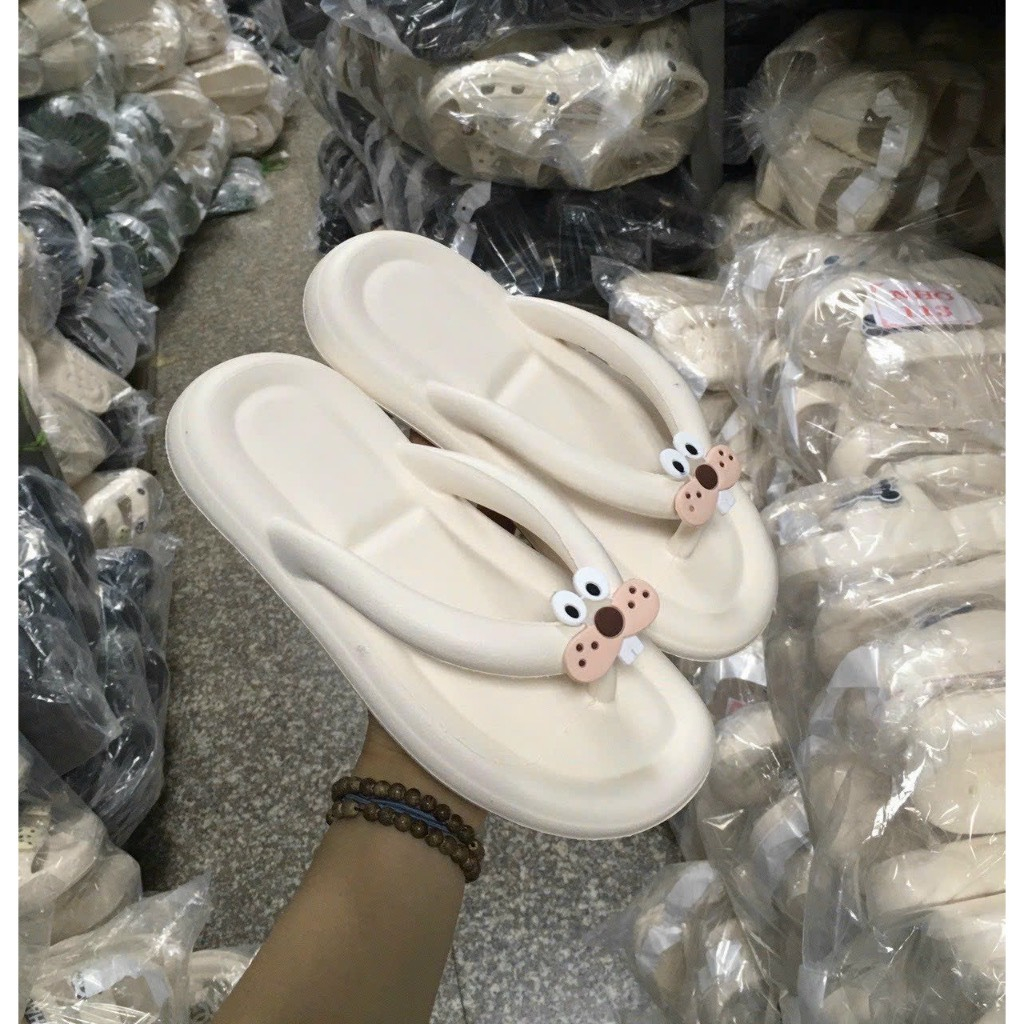 Dép Kẹp, Tông kèm sicker gấu, hoa cúc đi biển siêu xinh