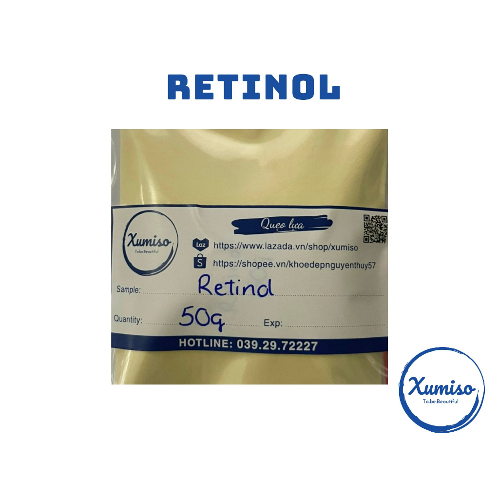 Retinol  - chất ngừa mụn - nguyên liệu mỹ phẩm - Xumiso - 10G/50G
