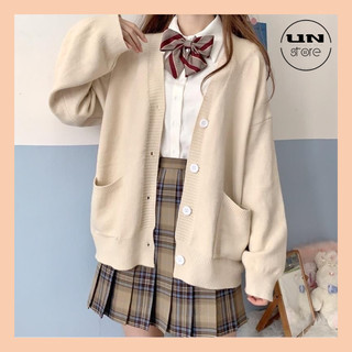 Áo khoác cardigan len mịn dài tay dễ thương học sinh, áo len dày dài tay có túi cài cúc JK Nhật Bản A00311