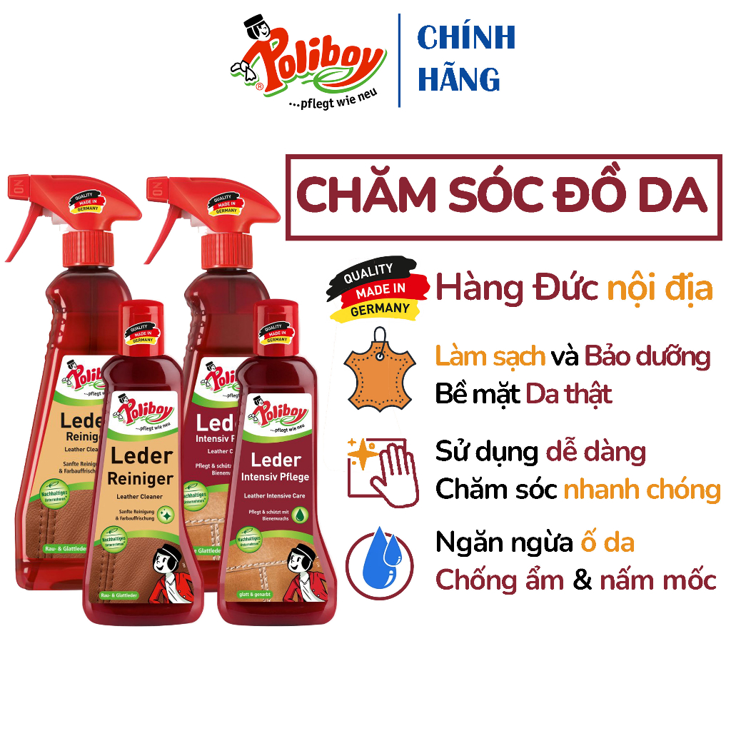 Vệ Sinh và Bảo Dưỡng Đồ Da, Giày Da, Túi Da POLIBOY Tẩy Mốc Đồ Da, Chống Mốc Đồ Da, Làm Sạch Túi Da, Làm Bóng Giầy Da