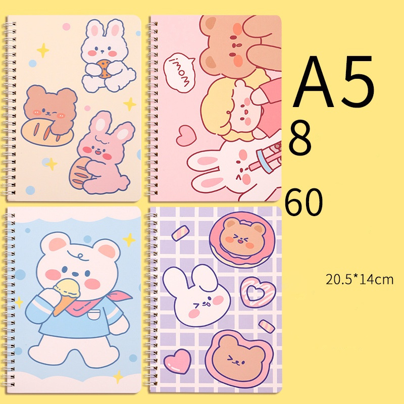 THANH LÝ - Vở A5, Sổ lò so A5 kẻ ngang bìa hoạt hình dễ thương, vở ghi chép đi học - Vở A5