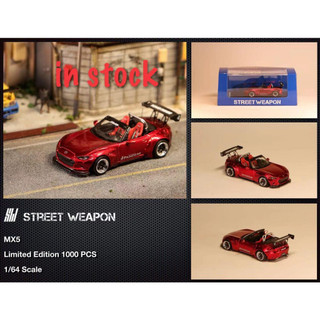 Mô hình 1:64 street weapon - mazda mx5 pandem rocket bunny metallic red