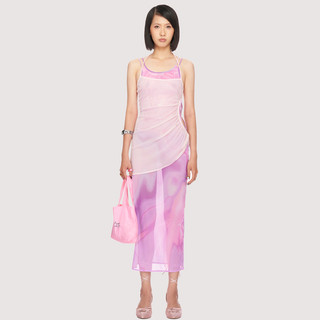 đầm aeie jr. MARBLE.V2 DRESS đầm 2 lớp, lớp ngoài: khoét eo, nhún sườn, lớp trong: in, khoét eo
