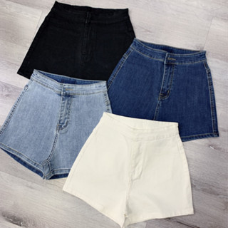 [ nhatran CO DÃN] Quần đùi short jean nữ phom ôm trơn cạp cao chất co dãn mềm mại không túi trước MS206