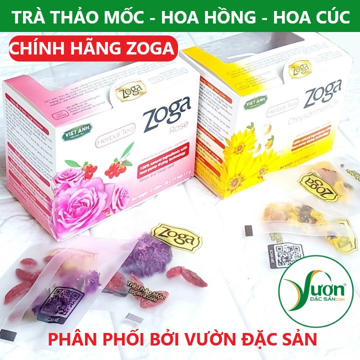 Trà thảo mộc ZOGA 100% tự nhiên trà dưỡng nhan đẹp da HOA HỒNG và HOA CÚC Đà Lạt sấy lạnh cao cấp - Vườn Đặc Sản